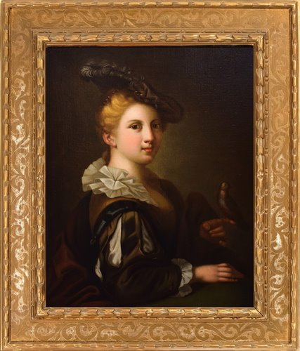 Jeune femme avec un chardonneret